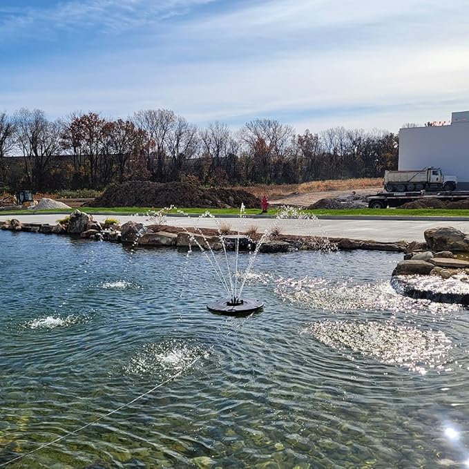 HALF OFF PONDS Floating Fountain, 1/4 HP Pond Aerator, 100 ft Cord, 3,000 GPH Water Pump, 9 Spray Patterns, Color-Changing LED Lights, for Ponds & Water Gardens