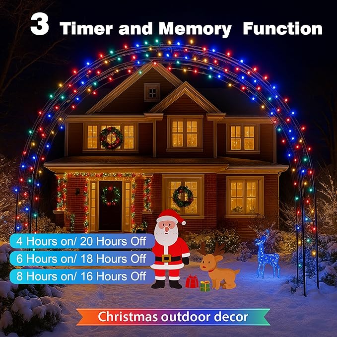 Christmas Lights 500LED 164 FT, Waterproof Christmas Tree Lights with 8 Modes, Remote Control 3 Timers & Memory Function Xmas Decorations for House and Holiday (Multicolor)