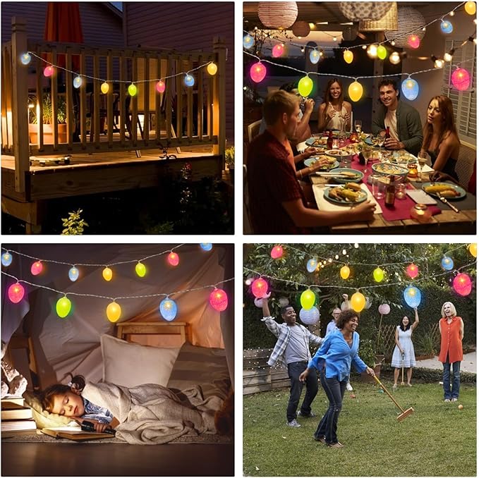 Easter Decorations Easter Lights String, 10FT 20LED Egg Light with Timer, Colorful Eggs String Lights Battery Operated Fairy Lights Garland Easter Decor for Home Bedrooms Window Tree Indoor Outdoor