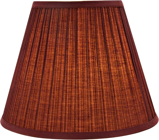 Aspen Creative 33052, Hardback Empire Transitional Spider Lamp Shade, Mushroom Pleated Burgundy, 7" Top x 13" Bottom x 10" Slant