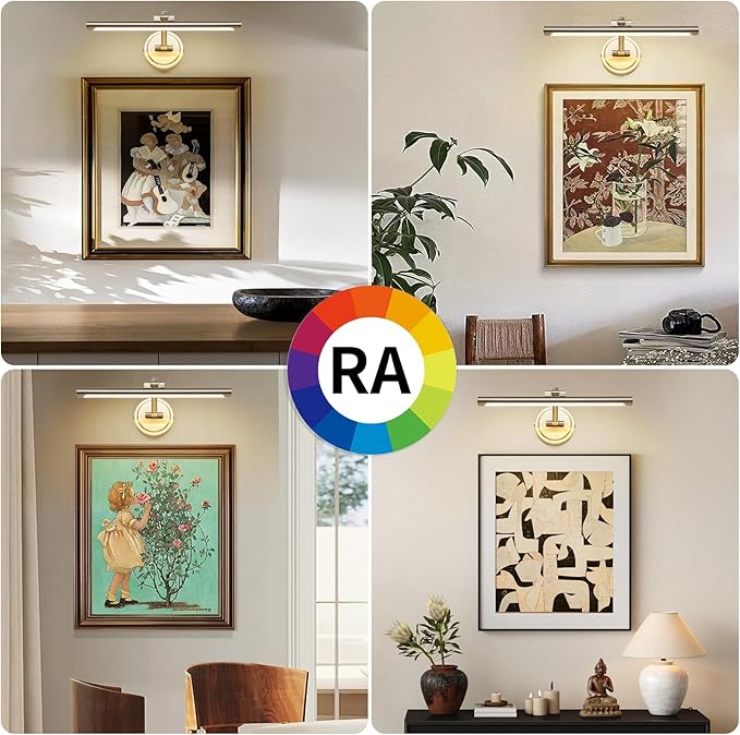 Modern Dimmable Picture Lights for Wall 15.7" Hard-Wired LED Picture Frame Lights for Paintings Gallery Light with Adjustable Swing Arm Display Lights For Artwork, 7W, 2700K, Warm White Antique Bronze