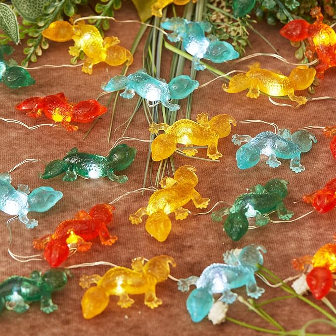 Bartlett Solar Garden Lights Outdoor Gecko Fairy Lights Solar Powered String Lights Outdoor Waterproof Kitty Decorative Lights 40LEDs Light 14ft Patio Décor Yard Fence Walkway Balcony Decoration