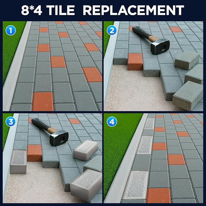 Solar Paver Color Changing Lights, 8x4 Solar Pavers Light Outdoor, Recessed Brick Pathway Lights, IP67 Waterproof Landscape Lighting for Ground,Walkway, Garden, Pool, Patio, Driveway,2 Pack (RGBW)