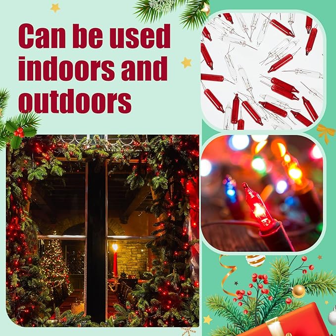Mudder 500 Pcs Christmas Tree Replacement Light Bulbs 2.5v Christmas Light Bulbs Incandescent Xmas Decorative Replacement String Lights Outdoor Indoor(Red White)