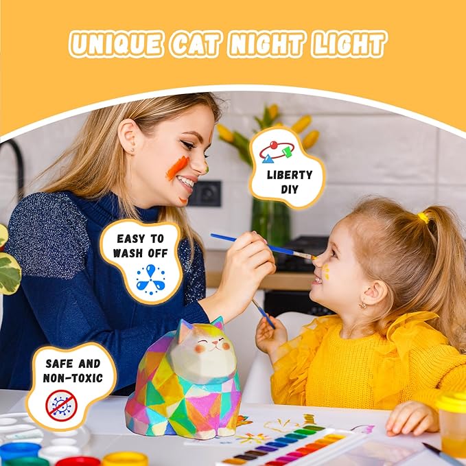 Paint Your Own Cat Lamp Kit, Arts and Crafts for Kids Ages 8-12, Arts and Crafts for Kids 4-6, DIY Fat Cat Night Light Gifts for Girls, Art Supplies for Teens Girls Boys Birthday Ages 3 4 5 6 7 8 9+