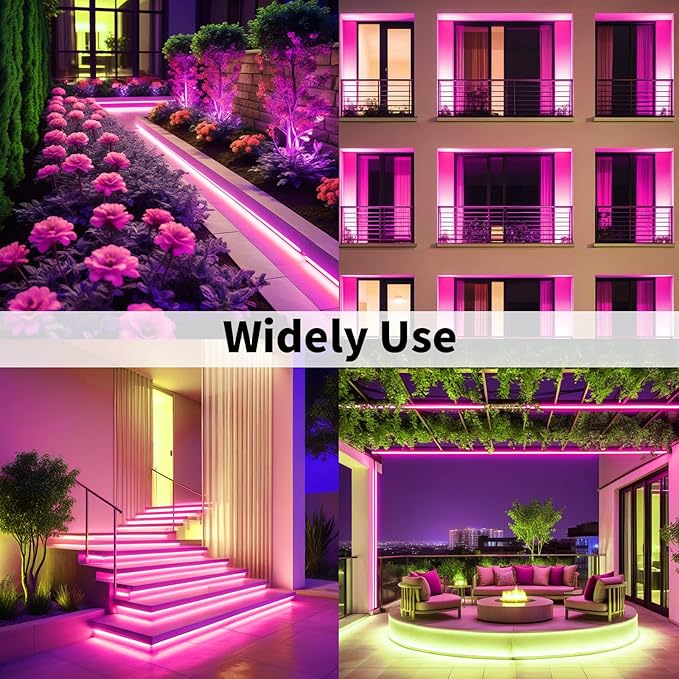 iNextStation 12V Pink LED Strip Lights 16.4FT, Flexible Silicone Neon Rope Light with Power Adapter, Waterproof, Cuttable, Dimmable & Linkable, LED Lights Strip for Bedroom, Kitchen(with Plug)