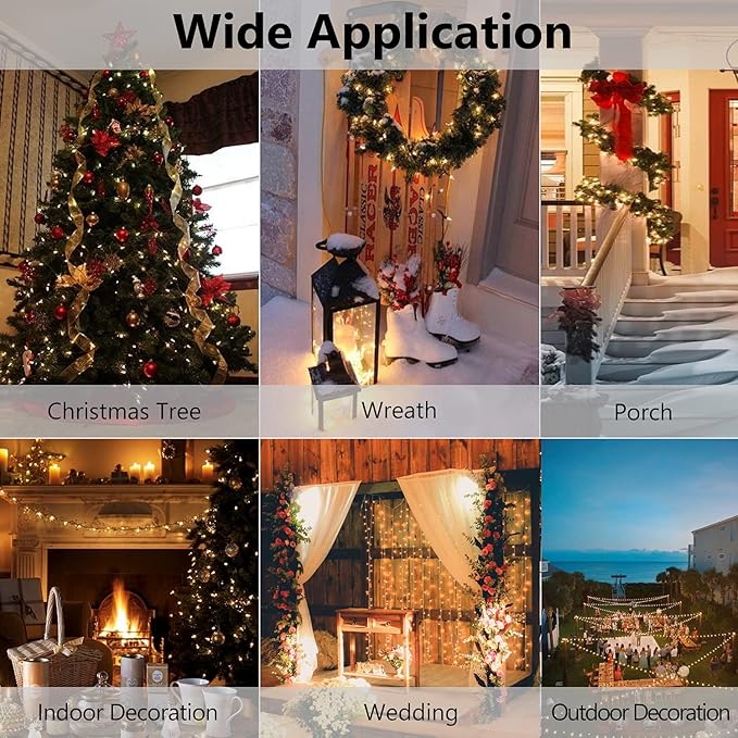 Christmas Lights - Battery Operated String Lights 50 Count Clear LED Mini Lights 8 Modes Mini Light Set with Timer for Xmas Tree Wreath Party Indoor Outdoor Decor, Waterproof, Warm White