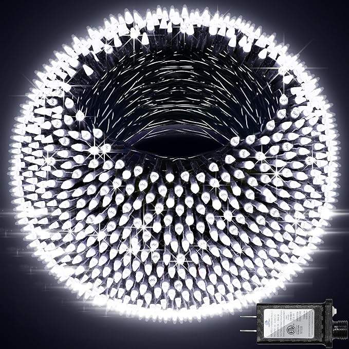 1500 LED 470FT Christmas Lights Outdoor,12 Lighting Modes Christmas String Lights with Timer, Dimmable Cool White LED String Light Waterproof for Outside Yard Tree Patio Xmas Party Holiday Decorations