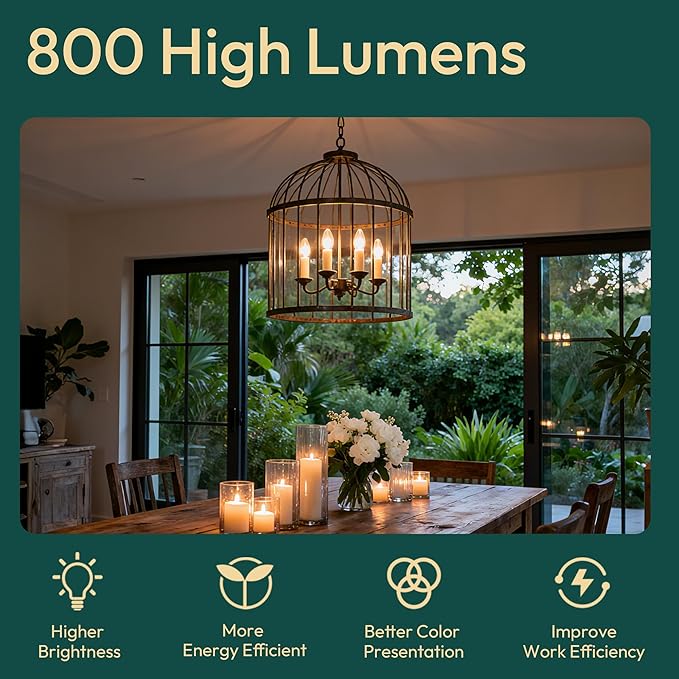 ALAMPEVER E12 LED Bulb 100 Watt Equivalent, 800LM Super Bright Dimmable LED Light Bulb, B11 2700K Soft White Candelabra Bulb, 5.5W, 24 Pack