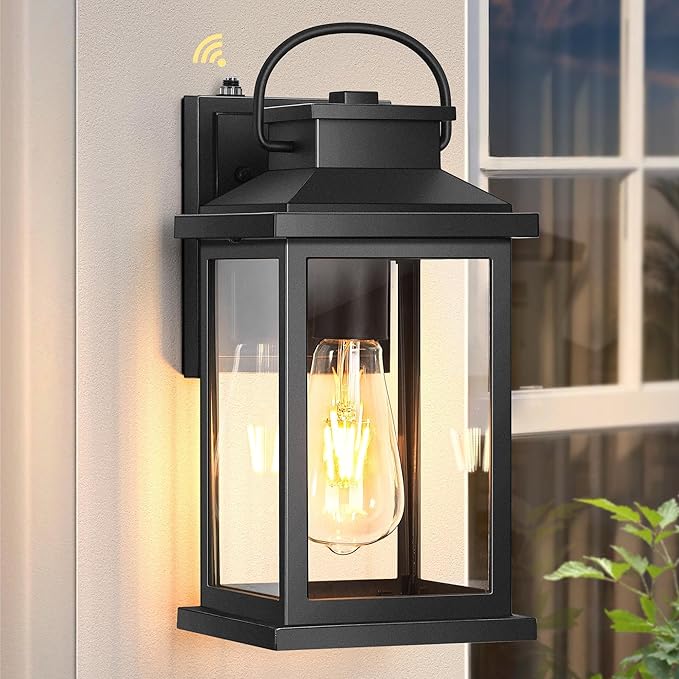 VIANIS Porch Lights - Black Dusk to Dawn Exterior Wall Sconce Lanterns for House, Front Porch, Anti-Rust Waterproof Outdoor Garage Lights