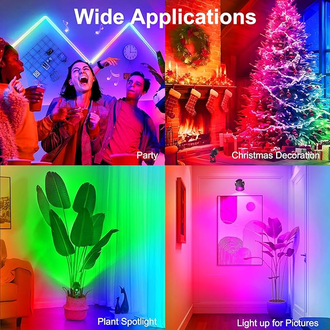 T-SUN Smart RGBW Spotlights, Indoor Uplights, Spotlights with App & Remote, Music Sync, 16M Colors, Timer, Dimmable, Waterproof Floor Spotlight for Plants Home Party Stage Decor, Set of 4