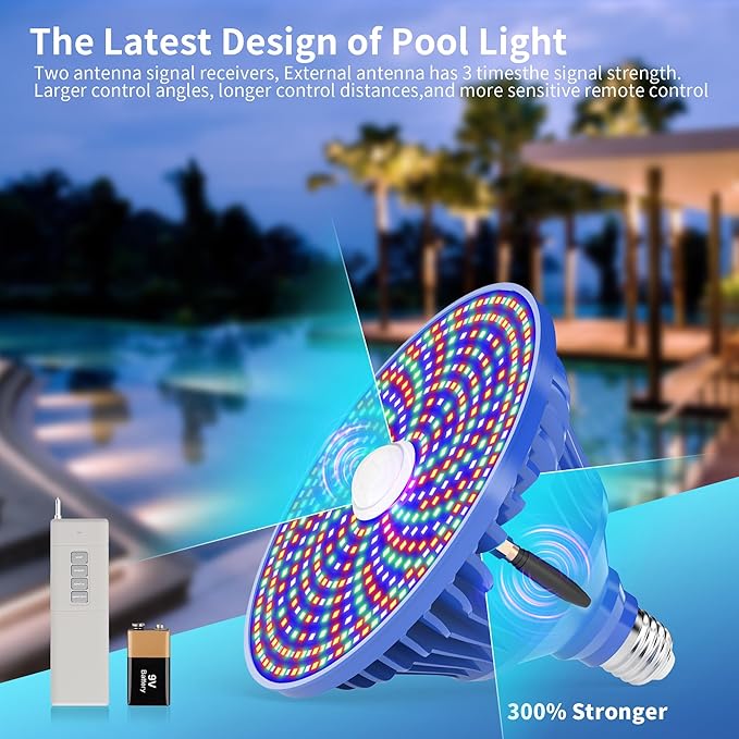 MORSEN LED Pool Lights for Inground Pool, Pool Light Bulb 120V Remote Control Color Changing Underwater Swimming Light, E26 E27 Replacement Bulb, Blue