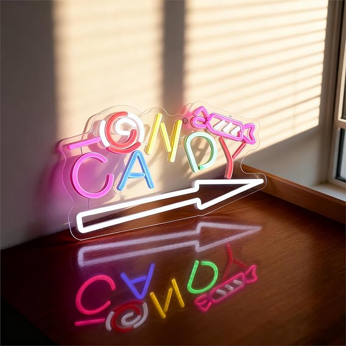 CANDY NEON SIGN - Vibrant LED Neon Light for Room Decor,
