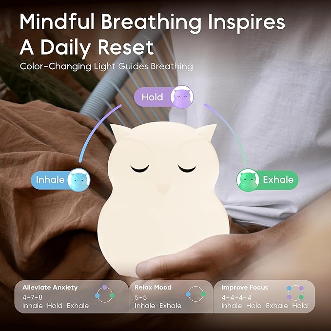 Breathing Pal 'Ollie'- Mindfulness Breathing Light, Guided Visual Meditation Breathing Light, Anxiety Relief Items for Calm Down Corner/Meditation/Sleep Aid for Adult&Kid