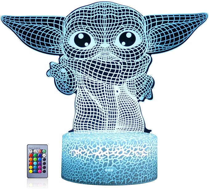 Star Wars 3D Night Light：Baby Yoda LED Lamp with Remote Control and Smart Touch, LED Desk Lamp Yoda Star Wars Lamp for Room Decor Boys Girls Birthday Christmas Festivals Gifts