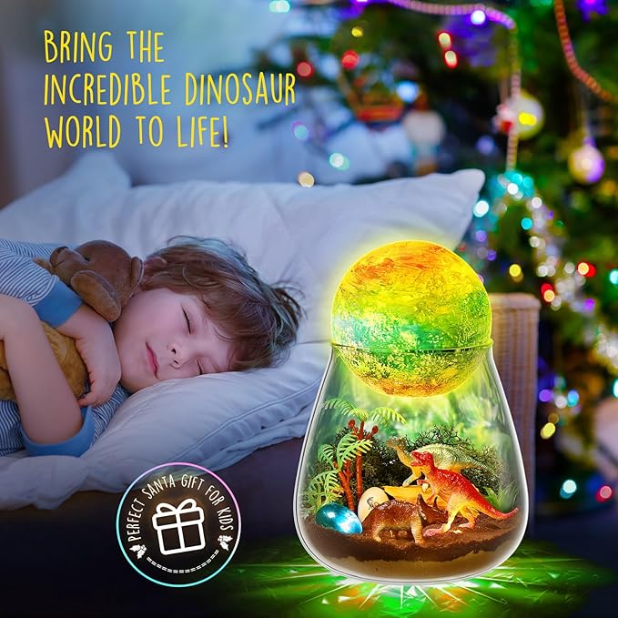 Dinosaur Terrarium Kit for Kids - Dino Kid Crafts with DIY Moon Lamp Kit - Birthday Gift for Boys Ages 4 5 6 7 8-12 Year Old - Arts and Crafts for Boy and Kids - Easter Gifts for Boys