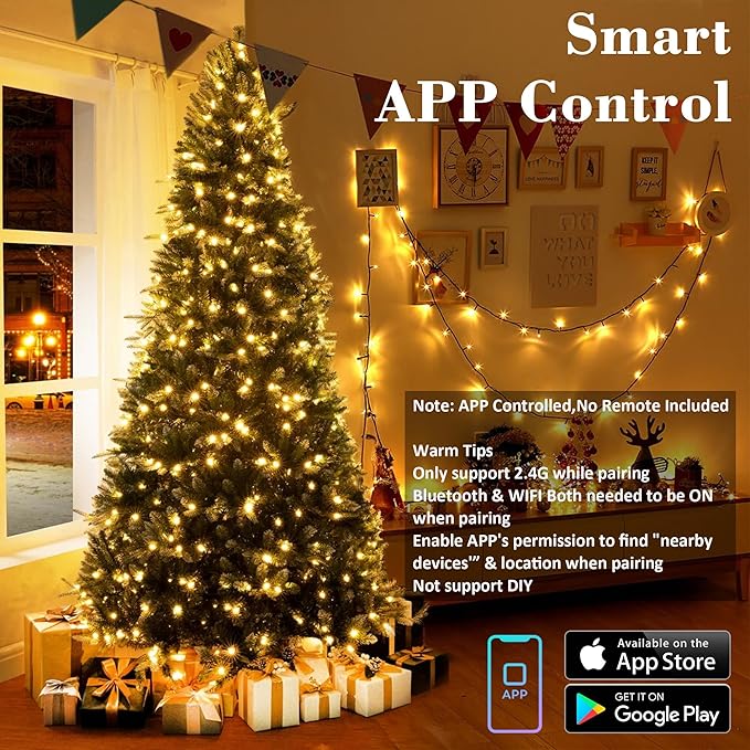 BrizLabs Smart Christmas Lights, 180FT 500 LED Color Changing Christmas Lights with APP/Voice Control, Warm White & Multicolor Xmas Fairy Lights Music Sync Tree Lights Dimmable for Indoor Outdoor Home