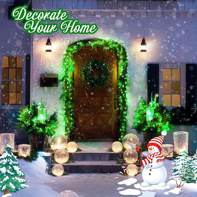 JMEXSUSS 500 LED Green Christmas Lights Indoor Outdoor, 8 Modes 163 FT Green String Lights Plug-in Clear Wire, Remote Control Christmas Tree Light for Xmas Tree Party Halloween