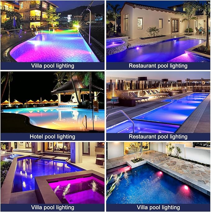 Led RGB Color Change Pool Wall Light, Heavy Duty Aluminum 12V Colorful IP68 Waterproof Pond Lamp for Swimming Pool, Fountain and Waterfall