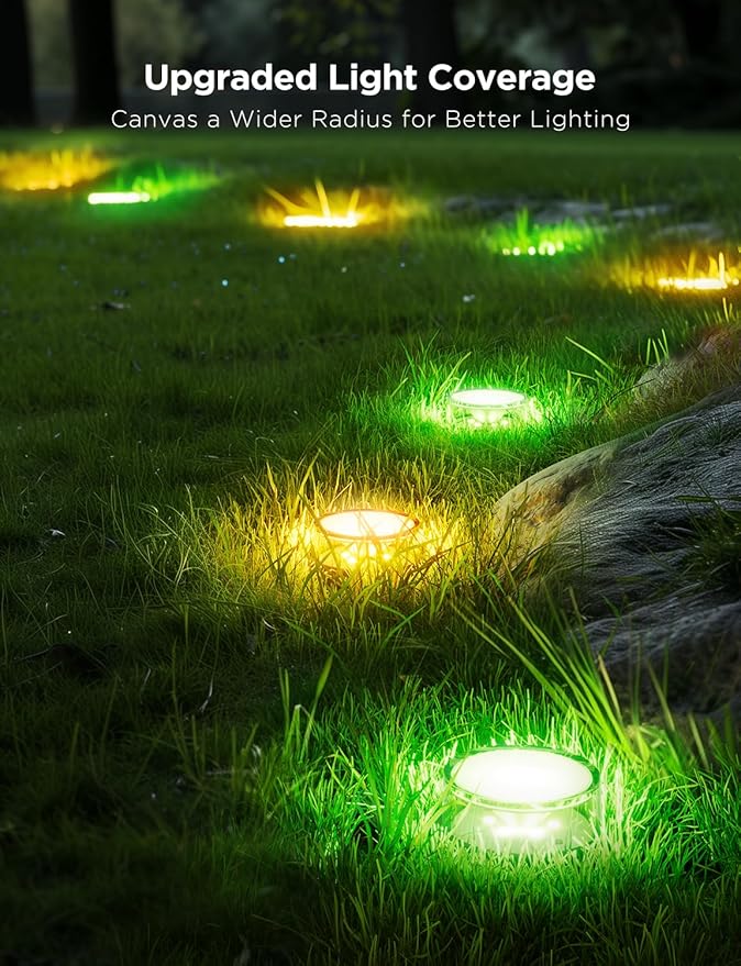 Govee Outdoor Ground Lights 2, 100ft for Patio Decorations, 30 Pack RGBIC Pathway with 100LM Warm White, IP67 Waterproof for Garden, Splitter Connector, Works with Alexa, Google Assistant