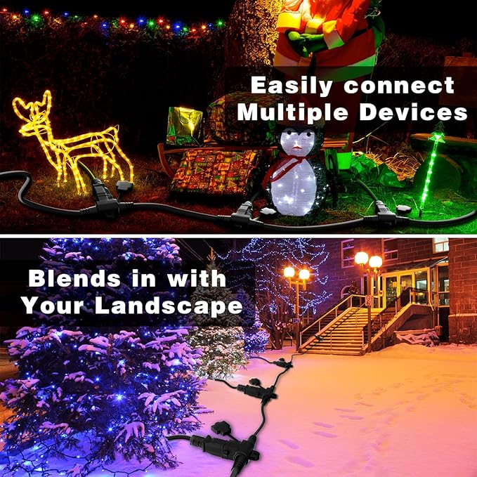 K KASONIC - Outdoor Extension Cord 25 FT, Evenly Spaced 3 Outlets Plugs, 16/3 SJTW Weatherproof Multiple Outlets Wire for Landscaping Light, Holiday Decoration and Christmas, ETL Listed, Black