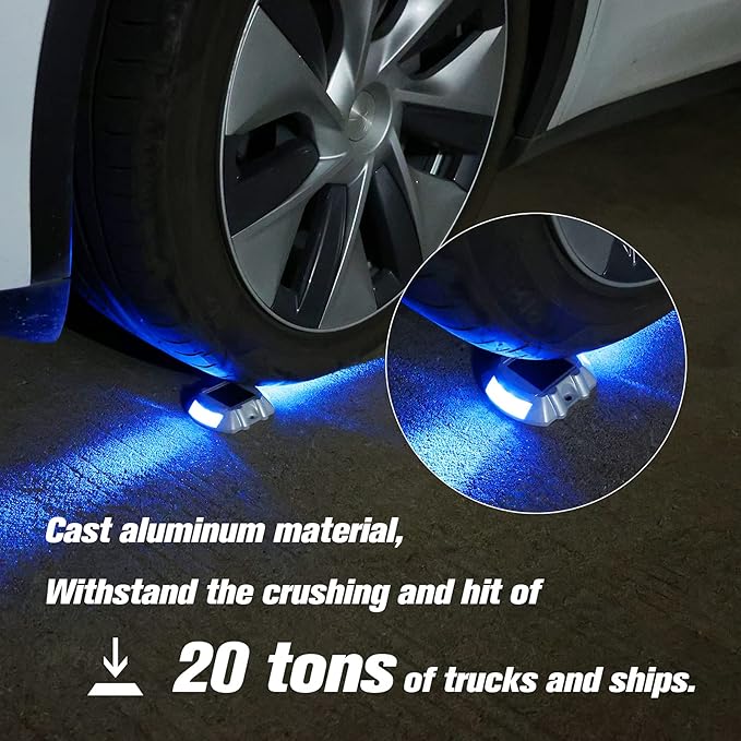 VOLISUN Solar Deck/Dock Lights, 16-Pack Led IP68 Waterproof Outdoor Warning Step Lights for Driveway Sidewalk Garden Pathway Yard (Blue, Auto On/Off