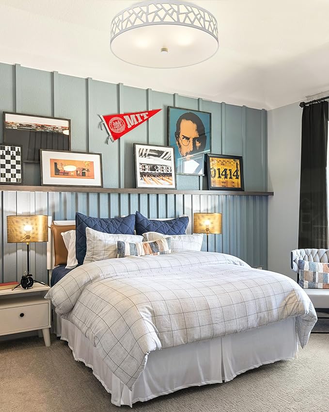 2-Light Flush Mount Ceiling Light, 12 inch Modern Ceiling Light Fixture with White Metal and Frosted Glass Shade for Hallway, Kitchen, Bedroom