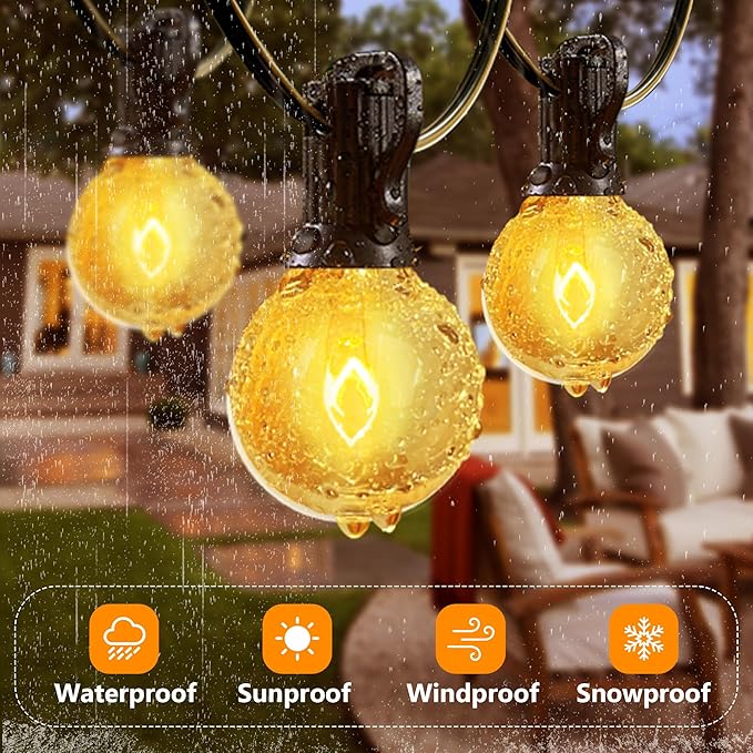 GOOTHY G40 Replacement Bulbs, 120V 5W Incandescent Light Bulbs, E12 Candelabra Base, 1.5 Inch Clear Globe Replacement Light Bulbs for Indoor Outdoor String Lights, Warm White -25 Pack