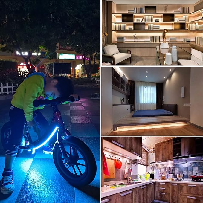 MDee】COB LED Strip Lights Iceblue3.28ft/1m DC12V Flexible LED Tape Lights CRI 90+ 800LM/m 320LEDs/m for Indoor and Outdoor Décor（Iceblue3.28ft/1m）