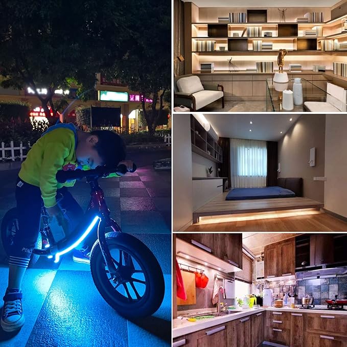 MDee】COB LED Strip Lights 3000K Warm White 6.56ft/2m DC12V Flexible LED Tape Lights CRI 90+ 800LM/m 320LEDs/m for Indoor and Outdoor Décor（3000K Warm White6.56ft/2m）