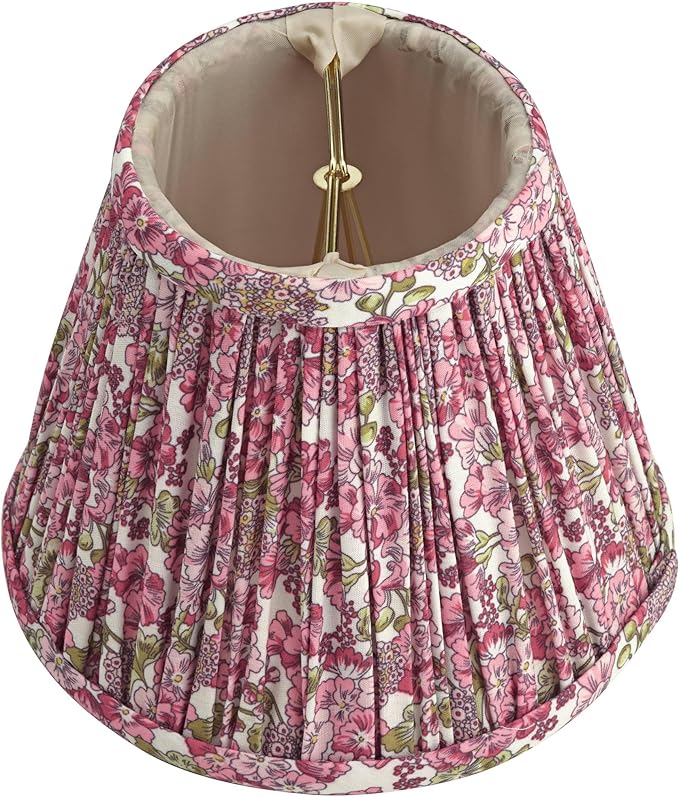 Springcrest Nelle Pink Floral Cottage Core Pleated Shade 3.5x6x5 (Clip-On) - Springcrest