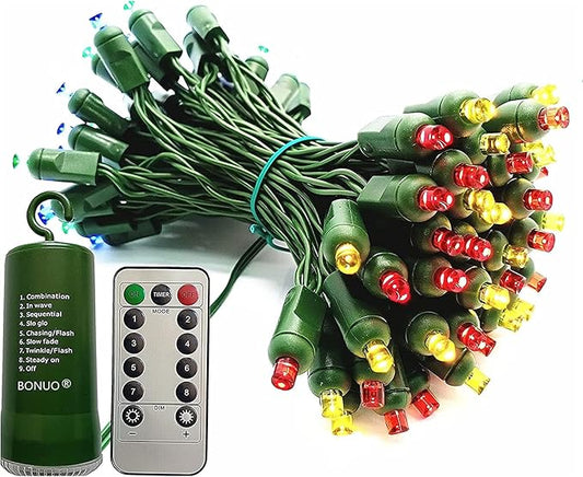 50 LED Battery Operated Christmas Lights, 16FT 5mm Mini String Lights with Remote Timer 8 Modes Waterproof for Indoor Outdoor Tree Garden Wreath Christmas Decor (Multicolor)