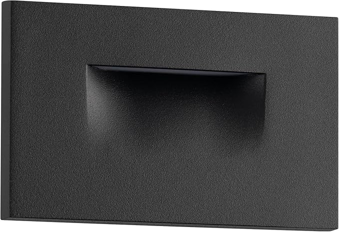 Builder Essentials Indoor or Outdoor 120V Input LED Step or Patio Deck Light Horizontal Orientation with 3-CCT 2700K-3000K-4000K Selectability in Matte Black