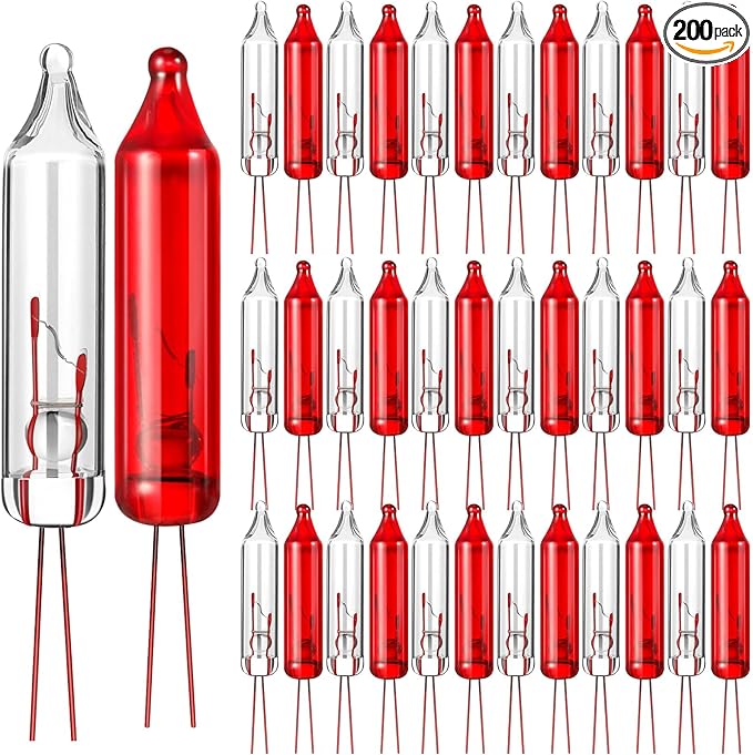Mudder 200 Count 2.5V Christmas 50/100/150/200 Count Mini Incandescent Wire String Lights Replacement Bulbs Indoor/Outdoor Christmas Lights Decorations for Home Xmas Tree(Warm Red)