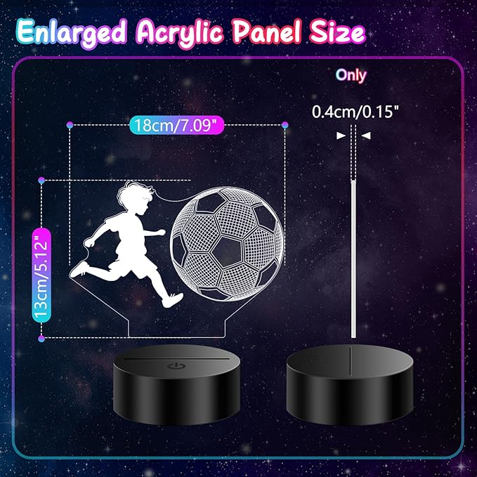 Soccer Gifts for Boys【 Boys’ First Soccer Night Light 】, 3D Illusion Soccer Lamp Easter Gifts for Teens Boys, 5 6 7 8 9 10 Year Old Boy Birthday Gifts for Children, Room Decor for Teens