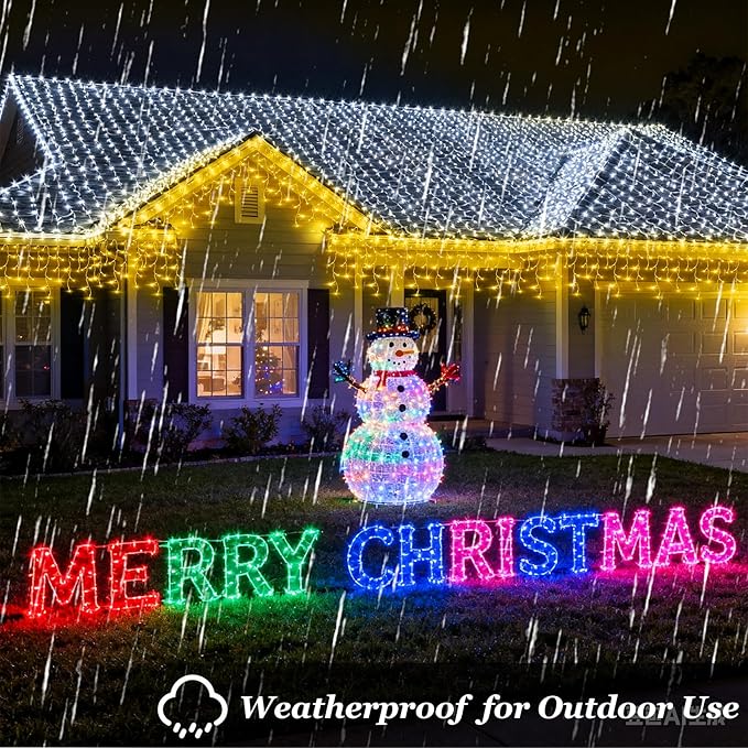 1620 LED 164ft Outdoor Christmas Lights, 12 Modes Dimmable Curtain String Lights with 360 Drops, Waterproof Twinkle Fairy Lights with Timer for Bedroom Window Holiday Wedding Xmas Decor, Warm White