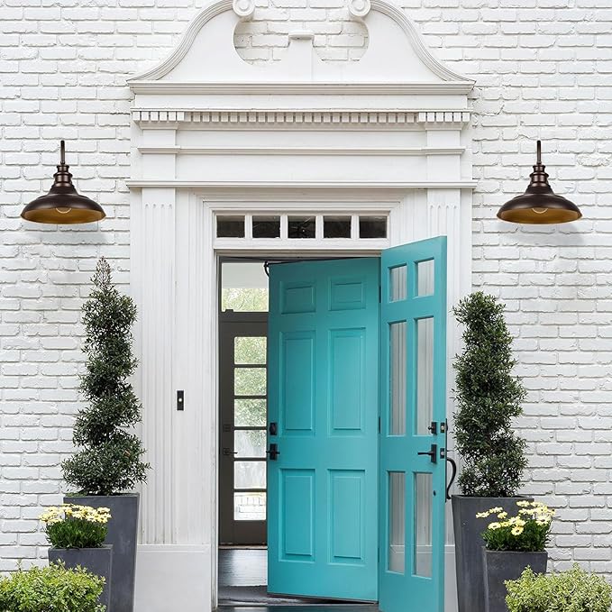 Exterior Farmhouse Gooseneck Barn Light, 16 Inch Vintage Outside Garage Light Fixtures, 4PCS Anti-Rust Waterproof Outdoor Light for Patio Frontdoor Entryway Doorway