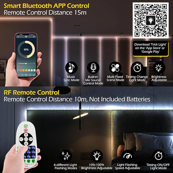 Dyna-Living 100FT White LED Storefront Lights APP Bluetooth & IR Remote Control 200PCS 3-LED 5730 SMD Module Light with Music Sync Mode IP68 Waterproof Storefront Light for Business