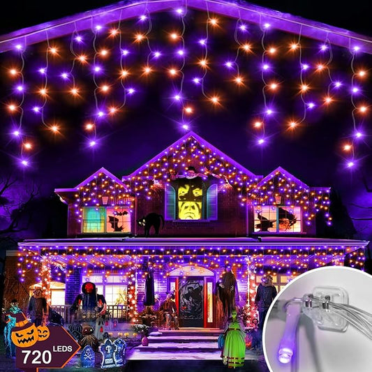 66 FT Halloween Lights Outdoor, 720 LED Orange and Purple Halloween Lights Waterproof with 12 Modes & Timer, Outdoor String Lights for Party, House, Patio Holiday Decorations