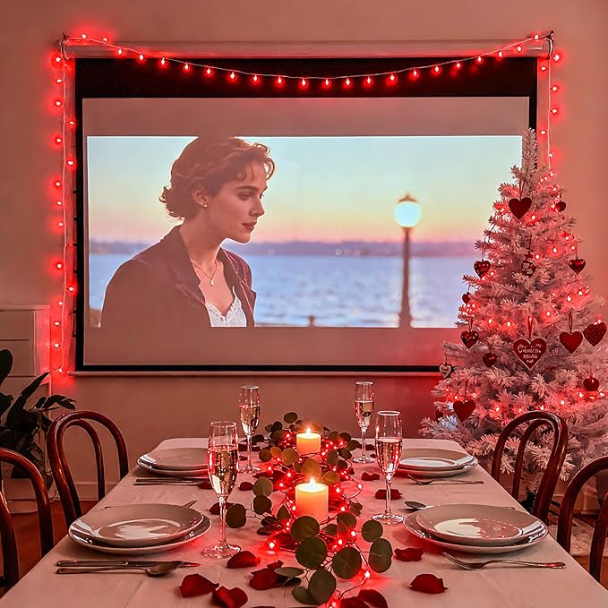 JMEXSUSS Red Valentines Day Decor Lights Clear Wire, 66ft 200 LED Red Christmas String Twinkle Fairy Lights Outdoor Indoor Plug in for Room Party Tree Valentines Day Decorations