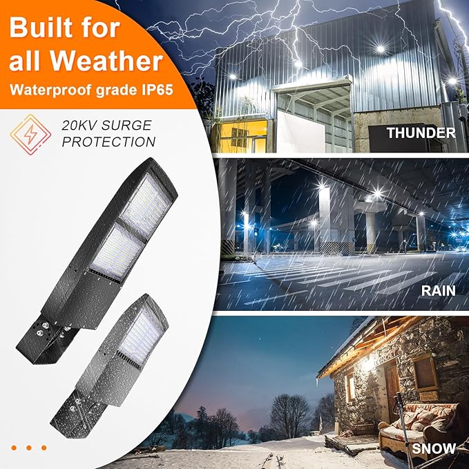 480V 150W LED Parking Lot Light, 21000LM LED Shoebox Street Flood Light (500W MH/HPS Equiv.), 5000K Dimmable Commercial Area Lighting with 20KV Surge Protection, IP65 277-480V UL&DLC Listed