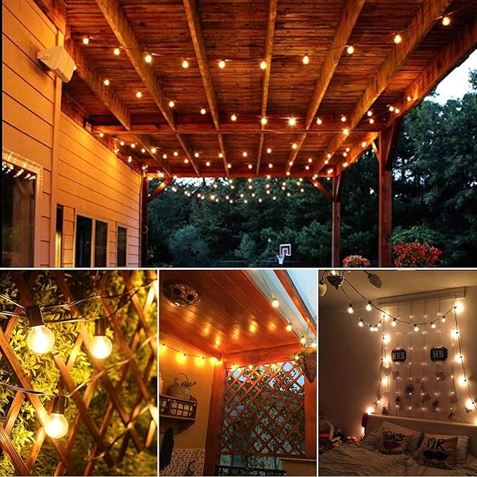 IKERY 300FT Outdoor String Lights for Backyard Porch, 156 Shatterproof Waterproof LED Bulbs, Dimmable, E12 Base