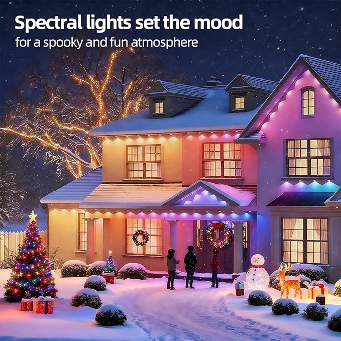 Permanent Outdoor RGB Lights with IP67 Waterproof,Smart Outdoor String Lights Remote Control, Eaves Lights with App, Daily and Accent Lighting for Halloween,Christmas Decor (400ft)