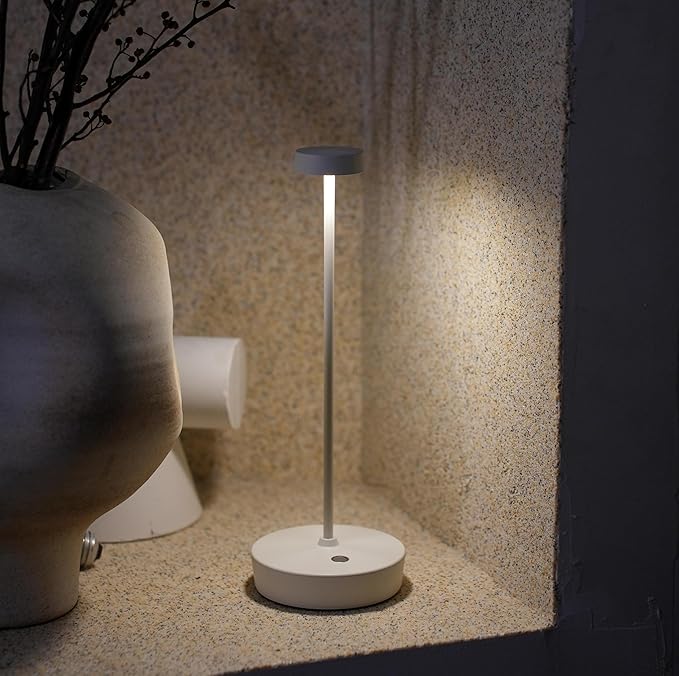 2Pack Cordless LED Table Lamp，Rechargeable Battery Desk Lamps, 3 Color Stepless Dimmable Metal Battery Table Lamps, Portable Table Light