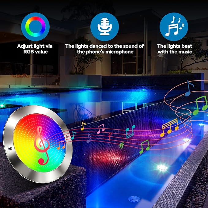 LED Pool Lights for Inground Pool with 3 Control Way (App/Remote/Manual Controller), 54W 10 Inch Color Changing Underwater Swimming Pool Light for 10" Large Wet Niches - 60FT