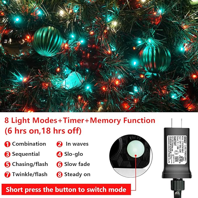 QITONG 500 LED String Lights Green Wire Red and Green Led