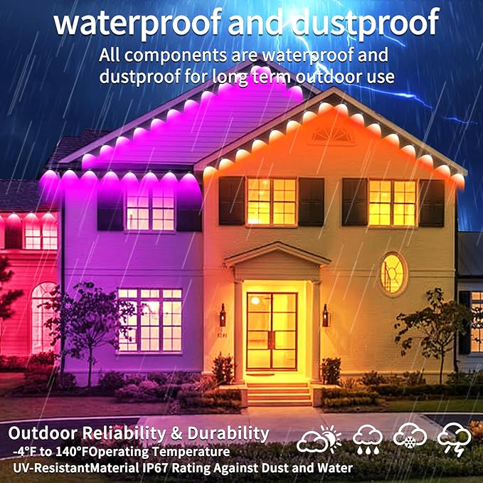 300FT Permanent Outdoor Lights, IP67 Waterproof LED Lights, App/Remote Control Outside Light, Permanent Christmas Lights for House Christmas Party Festival Decoration (2 Rolls, 150 FT)