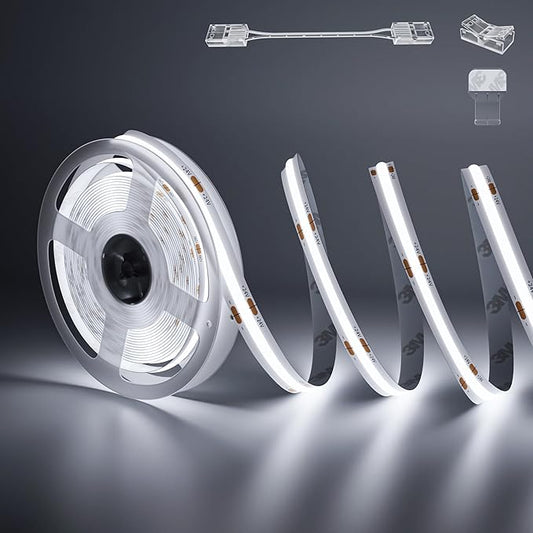 PAUTIX COB LED Strip Light 32.8ft/10m 5040LEDs White 6000K,High Lumen Flexible CRI93+ LED Tape Super Bright DC24V,for Cabinet Home DIY Lighting Projects(Power Supply & Controller Not Included)