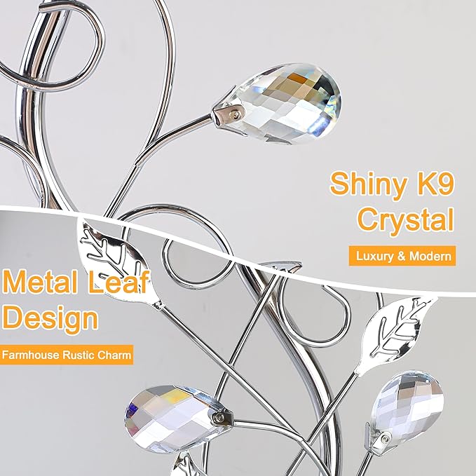 24.5in Modern Table Lamps - Set of 2, Silver with 2 USB Charging Ports, White Bedside Lamps for Nightstand, Unique Vine Leaf Design for End Table Reading