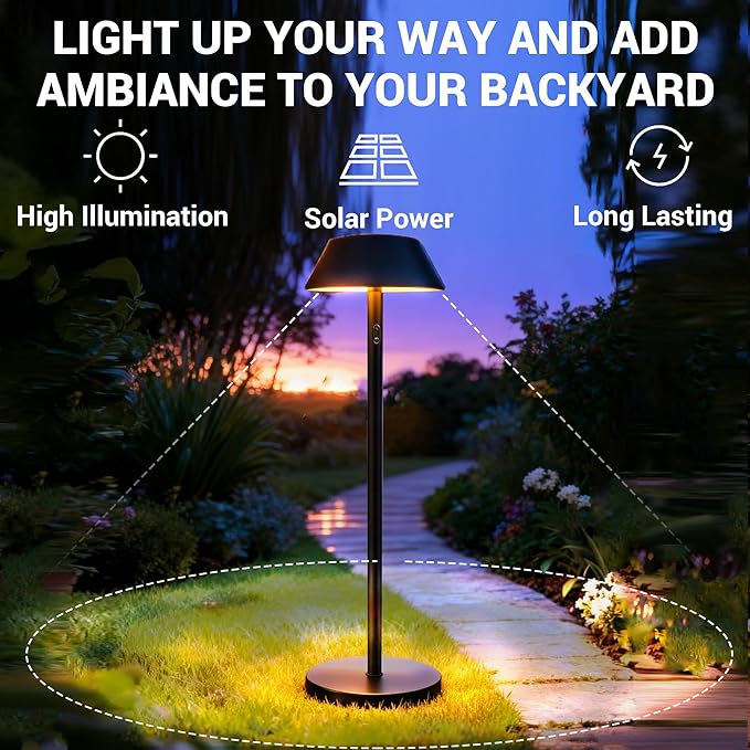 Outdoor Solar Powered Floor Lamp for Patios, Decks, Outdoor Living Spaces, Reading - Tall, Ultra Bright, Cordless, 3 Different Light Colors, IP65, Charge Battery by Solar or Type-C